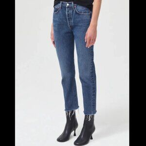 Agolde Riley Crop‎ High Waisted Straight Leg Jean in Moor Size 29